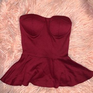 Charlotte Russe XS Burgundy Peplum Top